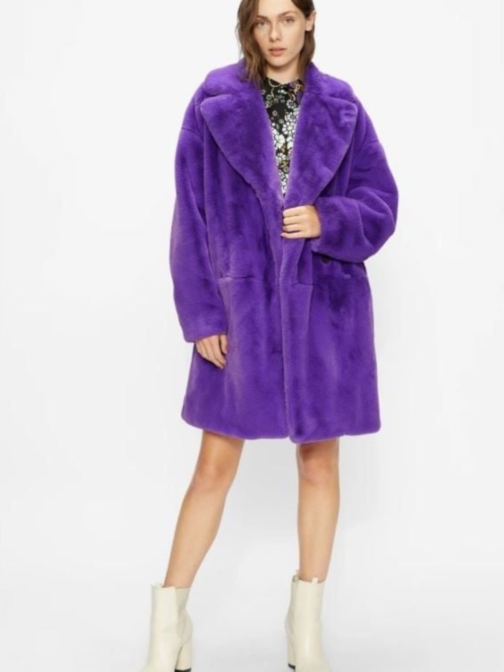 Ted Baker Purple Plush Faux Fur Coat
